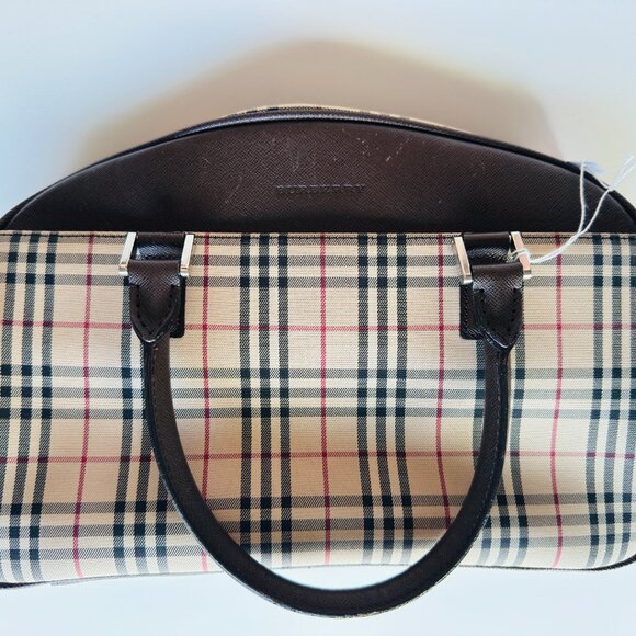 3601 BURBERRY VINTAGE BAG BURBERRY CANVAS LEATHER NOVA CHECK LOGO TOTE BAG - Picture 1 of 14